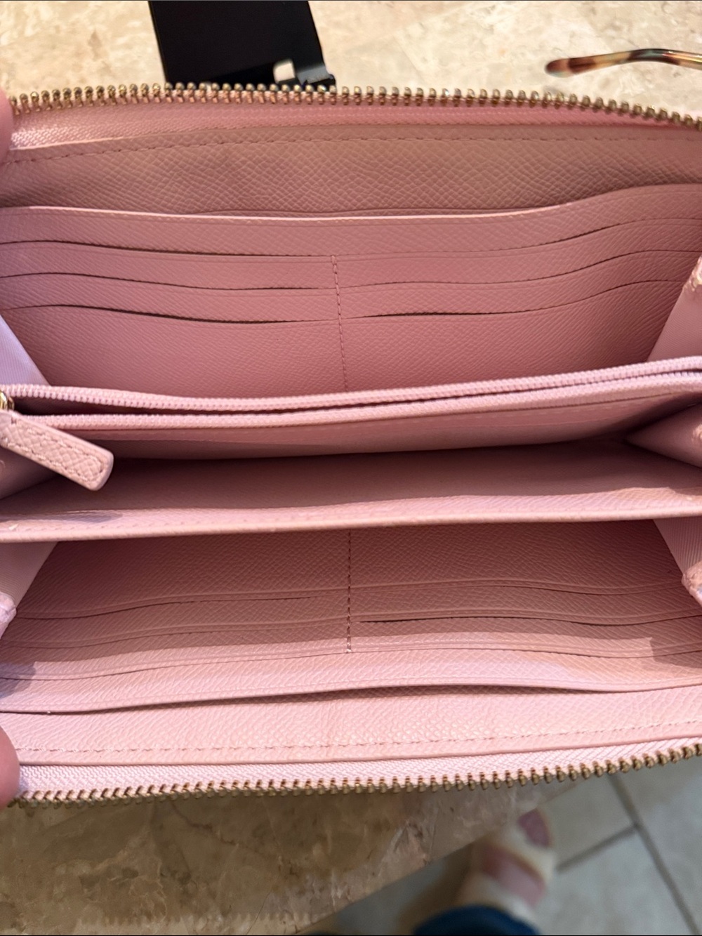 Coach Madison Pink Ruched Leather Zip Around Wallet with Gold Logo EUC - Picture 10 of 16